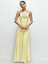 Front View Thumbnail - Butter Yellow Cowl Neck Chiffon Maxi Dress with Hand-Worked Petal Straps