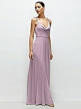 Side View Thumbnail - Suede Rose Cowl Neck Chiffon Maxi Dress with Hand-Worked Petal Straps