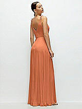 Rear View Thumbnail - Sweet Melon Cowl Neck Chiffon Maxi Dress with Hand-Worked Petal Straps