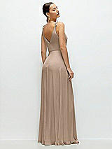 Rear View Thumbnail - Topaz Cowl Neck Chiffon Maxi Dress with Hand-Worked Petal Straps