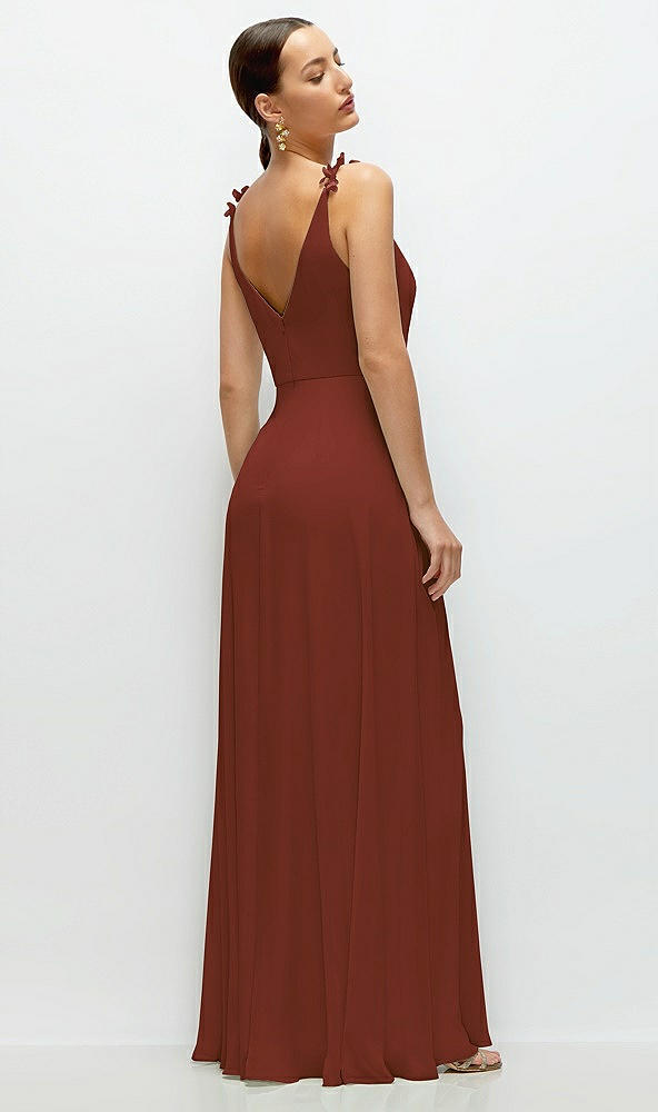 Back View - Auburn Moon Cowl Neck Chiffon Maxi Dress with Hand-Worked Petal Straps