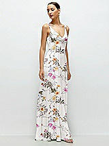 Side View Thumbnail - Butterfly Botanica Ivory Cowl Neck Chiffon Maxi Dress with Hand-Worked Petal Straps