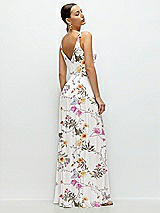 Rear View Thumbnail - Butterfly Botanica Ivory Cowl Neck Chiffon Maxi Dress with Hand-Worked Petal Straps