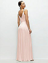 Rear View Thumbnail - Blush Cowl Neck Chiffon Maxi Dress with Hand-Worked Petal Straps