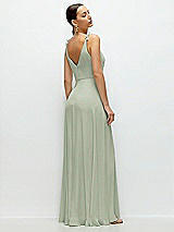 Rear View Thumbnail - Celadon Cowl Neck Chiffon Maxi Dress with Hand-Worked Petal Straps