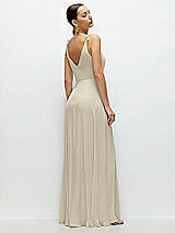 Rear View Thumbnail - Champagne Cowl Neck Chiffon Maxi Dress with Hand-Worked Petal Straps