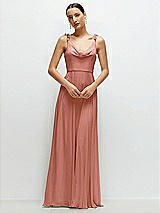 Front View Thumbnail - Desert Rose Cowl Neck Chiffon Maxi Dress with Hand-Worked Petal Straps