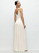 Rear View Thumbnail - Ivory Cowl Neck Chiffon Maxi Dress with Hand-Worked Petal Straps