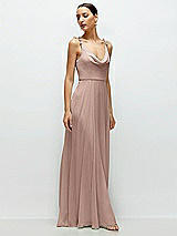 Side View Thumbnail - Neu Nude Cowl Neck Chiffon Maxi Dress with Hand-Worked Petal Straps