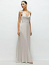 Side View Thumbnail - Oyster Cowl Neck Chiffon Maxi Dress with Hand-Worked Petal Straps