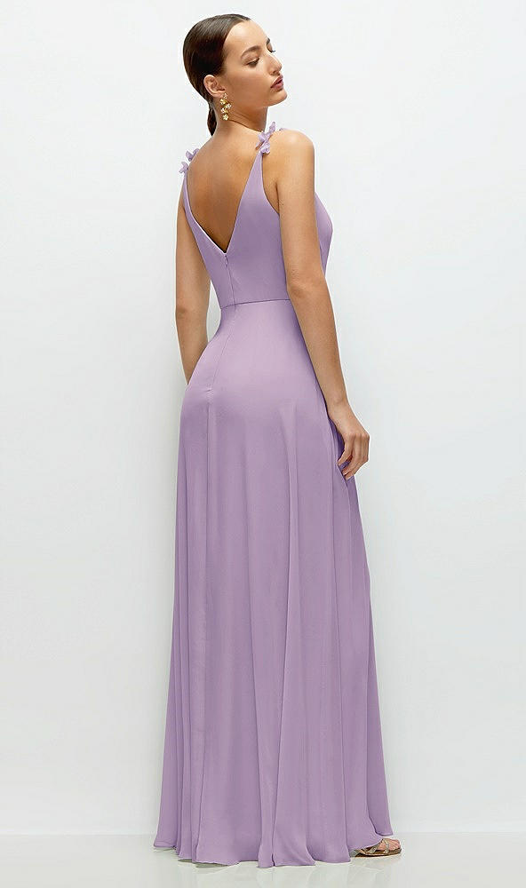 Back View - Pale Purple Cowl Neck Chiffon Maxi Dress with Hand-Worked Petal Straps