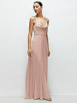 Side View Thumbnail - Toasted Sugar Cowl Neck Chiffon Maxi Dress with Hand-Worked Petal Straps