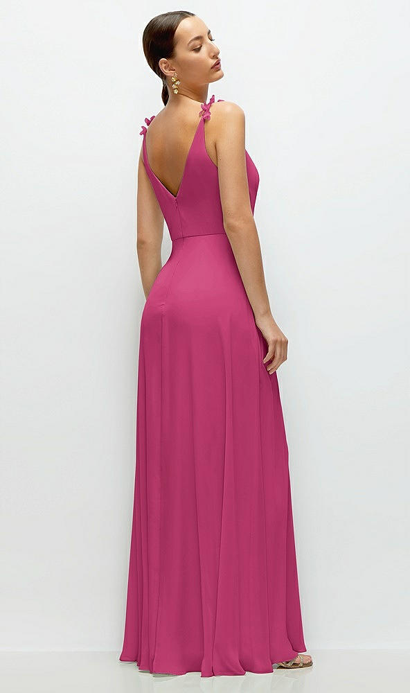 Back View - Tea Rose Cowl Neck Chiffon Maxi Dress with Hand-Worked Petal Straps