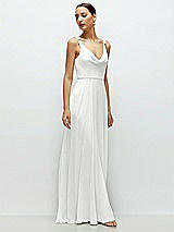 Side View Thumbnail - White Cowl Neck Chiffon Maxi Dress with Hand-Worked Petal Straps