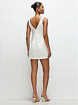 Rear View Thumbnail - Ivory Shimmer Sleeveless Luxe Bridal Tweed Mini Sheath Dress with Rhinestone Trim