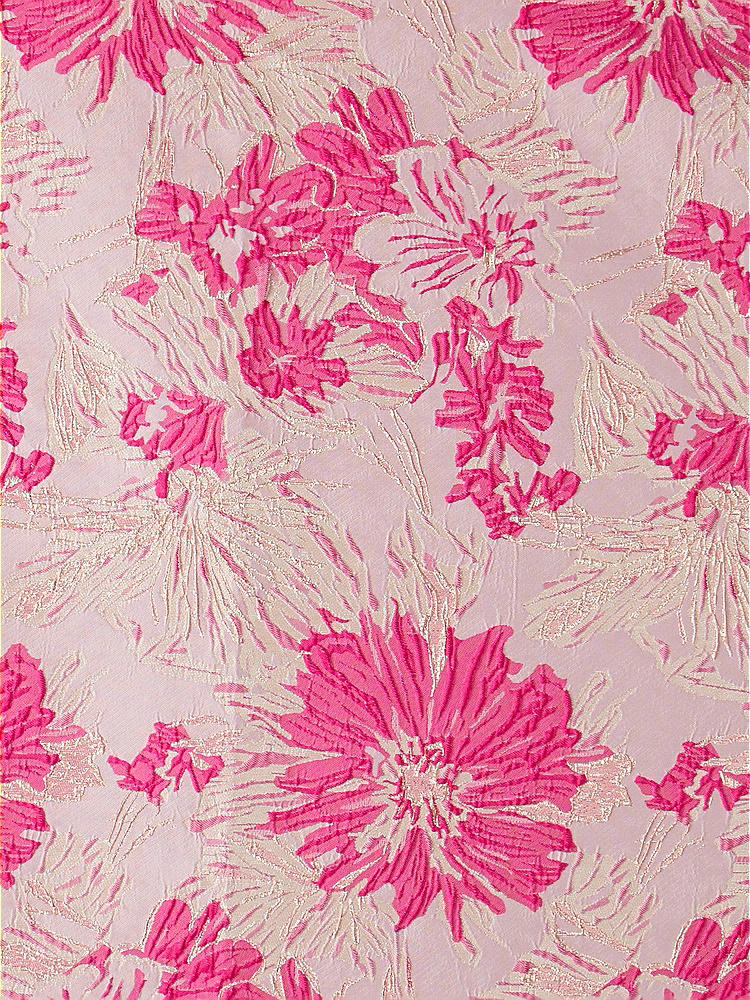 Front View - Hibiscus Pink Multi Hibiscus Pink Floral Jacquard Fabric by the Yard