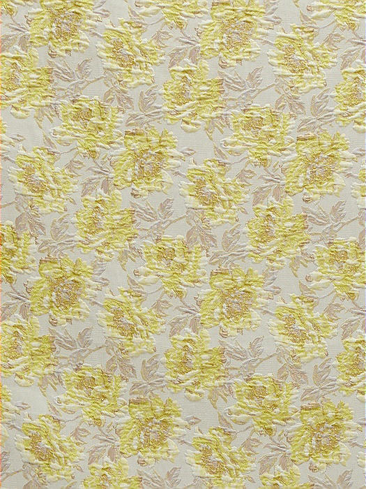 Golden Yellow Floral Jacquard Fabric by the Yard