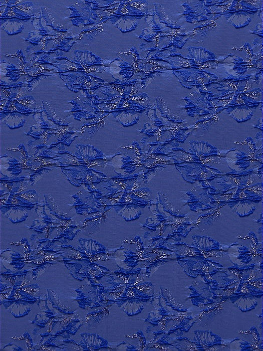 Cobalt Floral Metallic Jacquard Fabric by the Yard