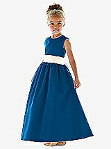 Front View Thumbnail - Cerulean & Ivory Flower Girl Dress FL4021