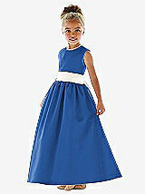 Front View Thumbnail - Lapis & Ivory Flower Girl Dress FL4021