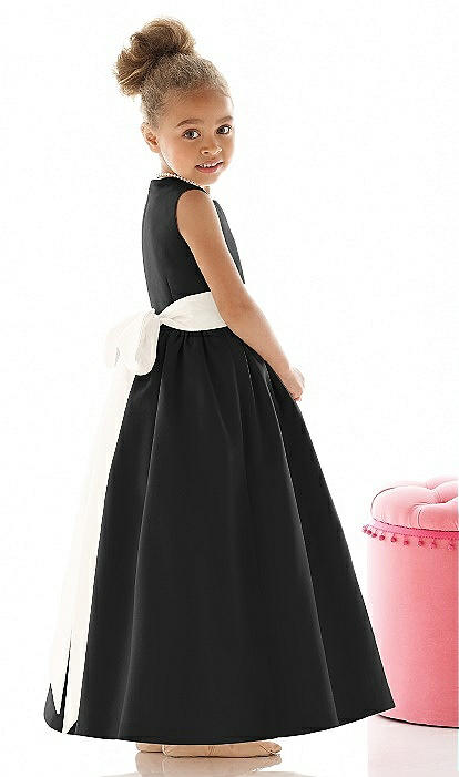 Girls dress white black bottom fashion