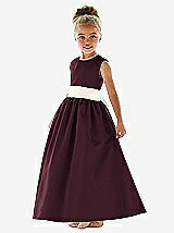 Front View Thumbnail - Bordeaux & Ivory Flower Girl Dress FL4021