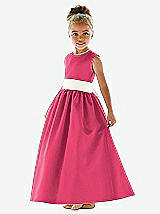 Front View Thumbnail - Pantone Honeysuckle & Ivory Flower Girl Dress FL4021