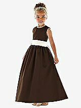 Front View Thumbnail - Espresso & Ivory Flower Girl Dress FL4021