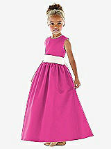 Front View Thumbnail - Fuchsia & Ivory Flower Girl Dress FL4021