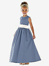 Front View Thumbnail - Larkspur Blue & Ivory Flower Girl Dress FL4021