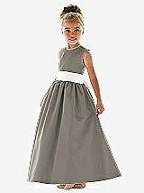 Front View Thumbnail - Mocha & Ivory Flower Girl Dress FL4021