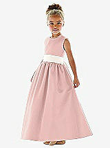 Front View Thumbnail - Rose - PANTONE Rose Quartz & Ivory Flower Girl Dress FL4021