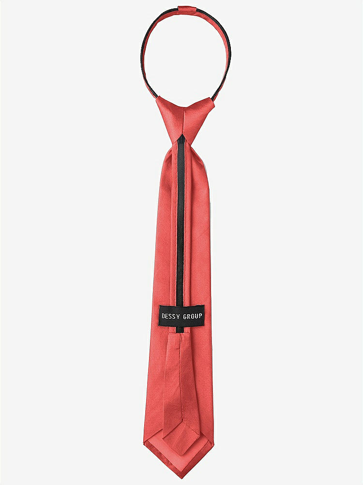 Back View - Perfect Coral Peau de Soie Boy's 14" Zip Necktie by After Six