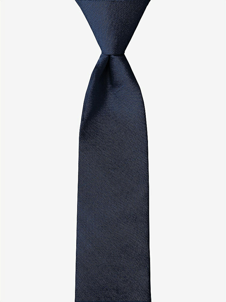 Front View - Midnight Navy Peau de Soie Boy's 14" Zip Necktie by After Six