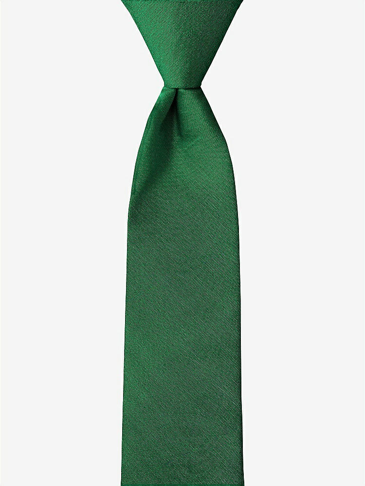 Front View - Pine Green Peau de Soie Boy's 14" Zip Necktie by After Six