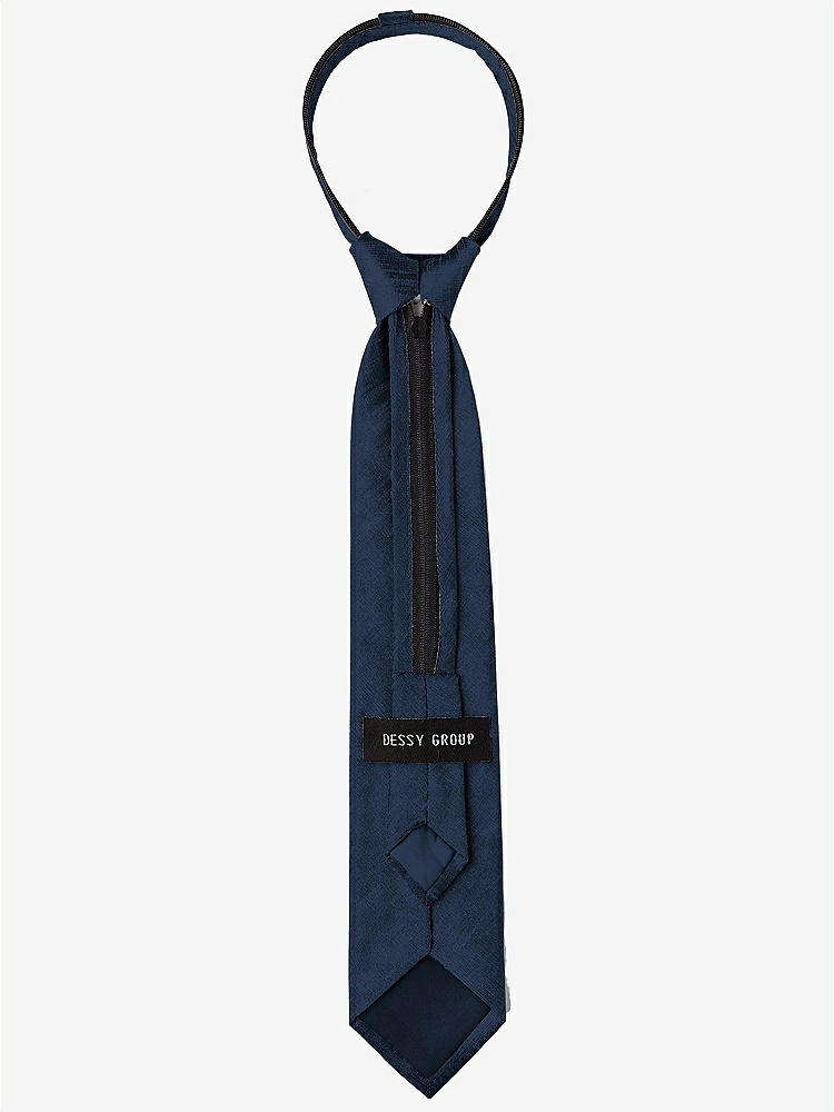 Back View - Midnight Navy Dupioni Boy's 14" Zip Necktie by After Six