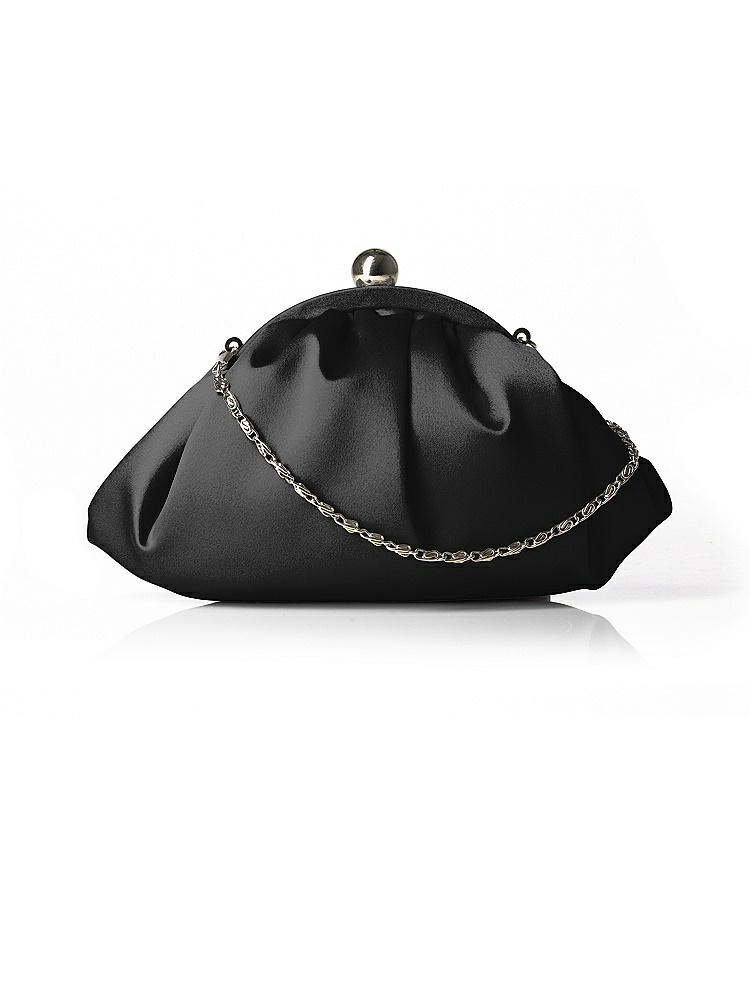 Back View - Black Gathered Satin Clutch