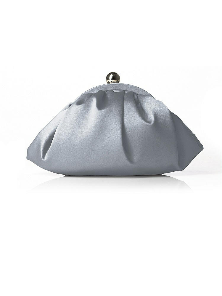 Front View - Platinum Gathered Satin Clutch