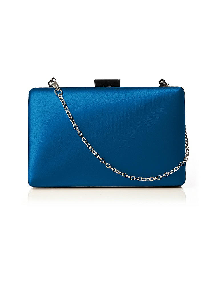 Back View - Cerulean Matte Satin Pill Box Clutch