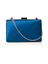 Rear View Thumbnail - Cerulean Matte Satin Pill Box Clutch