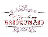 Front View Thumbnail - Hyacinth (iridescent Taffeta) & Perfect Coral Will You Be My Bridesmaid Card - Vintage