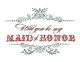 Front View Thumbnail - Celadon & Perfect Coral Will You Be My Maid of Honor Card - Vintage