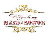 Front View Thumbnail - Mango & Perfect Coral Will You Be My Maid of Honor Card - Vintage