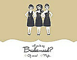 Front View Thumbnail - Venetian Gold & Ebony Will You Be My Bridesmaid Card - Girls Checkbox