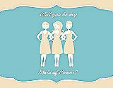 Front View Thumbnail - Corn Silk & Spa Will You Be My Maid of Honor Card - Girls