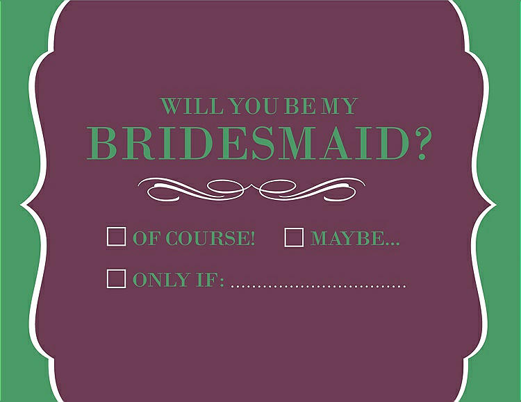 Front View - Plum Raisin & Juniper Will You Be My Bridesmaid Card - Checkbox