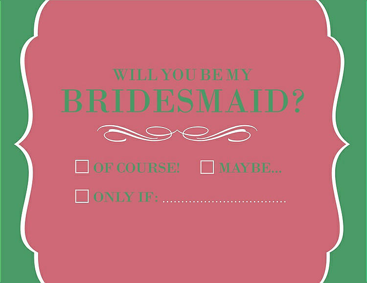 Front View - Papaya & Juniper Will You Be My Bridesmaid Card - Checkbox