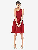 Alt View 1 Thumbnail - Garnet One Shoulder Cocktail Dress with Pockets