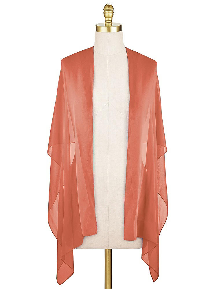 Front View - Terracotta Copper Lux Chiffon Stole