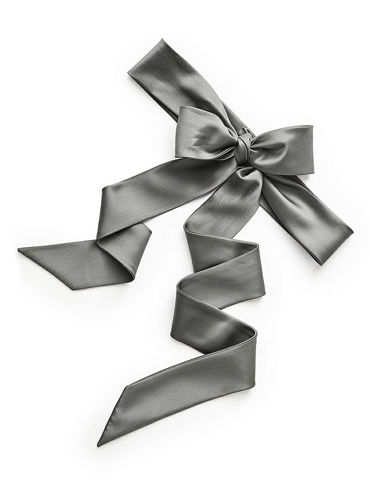 Back View - Charcoal Gray Matte Satin Flower Girl Sash